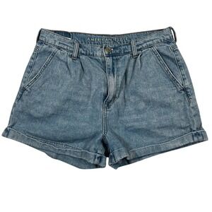 American Eagle Denim Mom Shorts High Waisted Cuffed Blue Jean Size 8